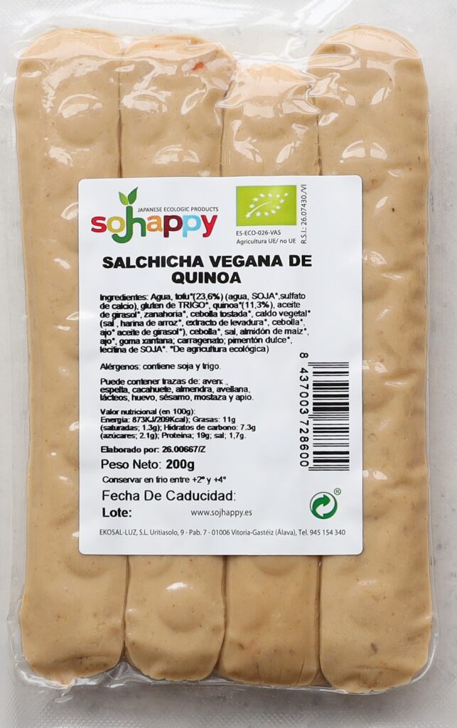 Veggisalchicha Vegana De Quinoa Ecol Gico Sojhappy Japanese