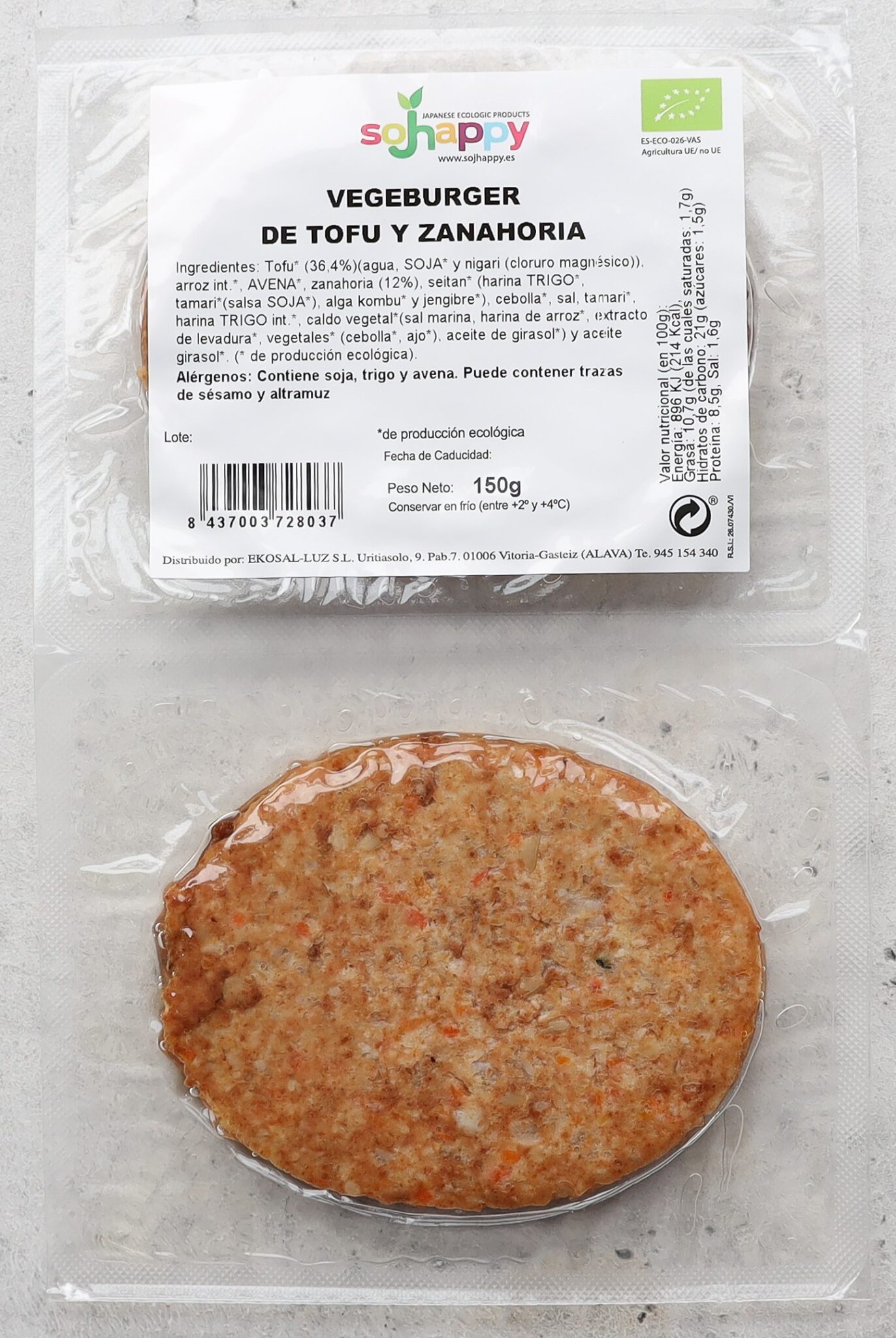 Vegeburger De Tofu Y Zanahoria Ecol Gico Sojhappy Japanese